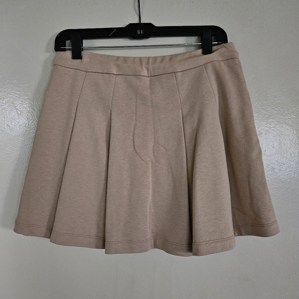 Express High Waisted Fleece Knit Pleated Mini Skort - Khaki - Size S - Picture 4 of 4
